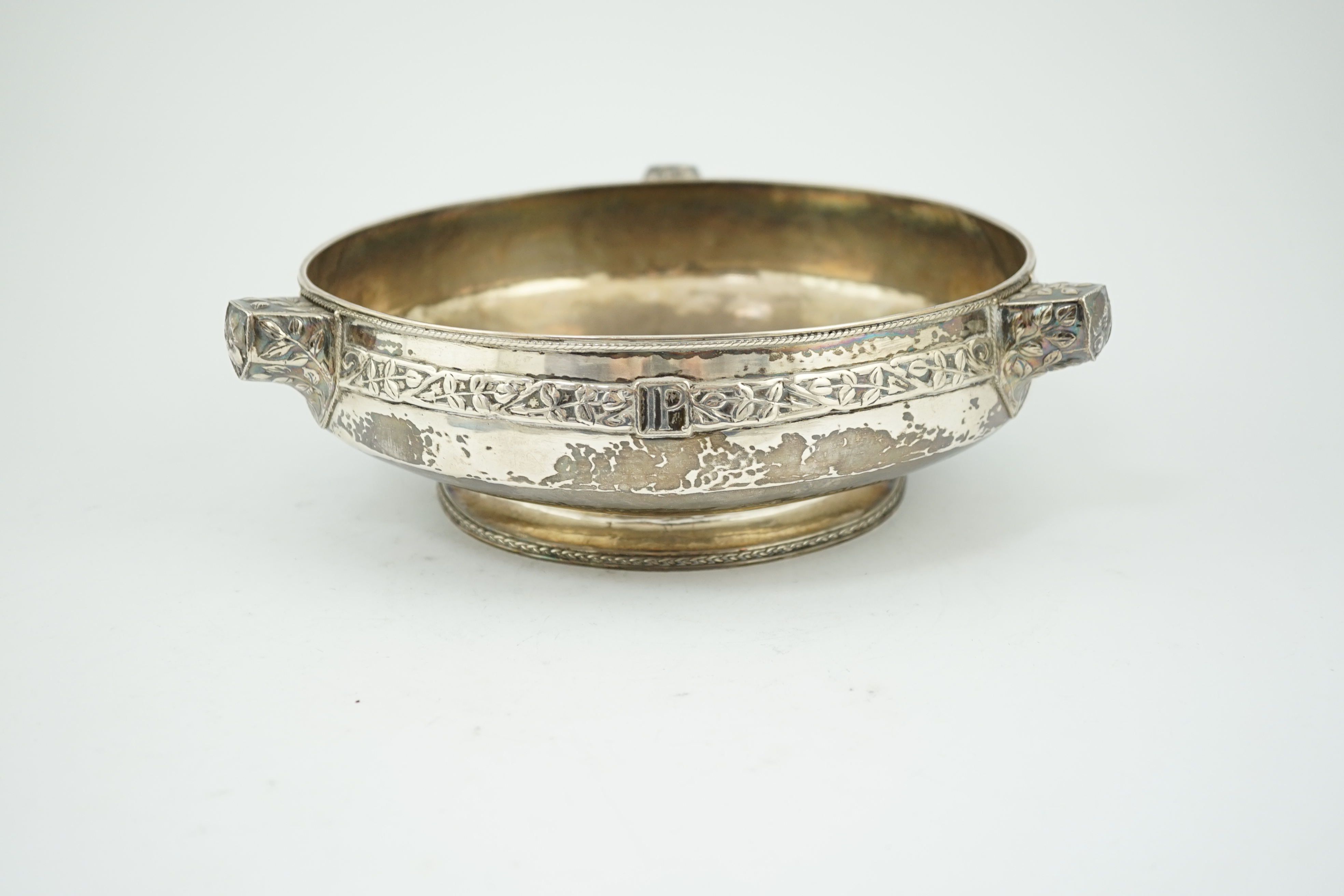 A George V Arts & Crafts silver shallow fruit bowl by John Sidney Reeve (member of the Guild of Handicraft)